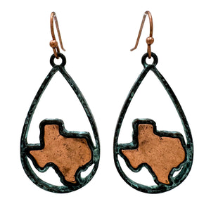 Texas Teardrop Metal Earrings