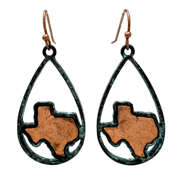 Texas Teardrop Metal Earrings