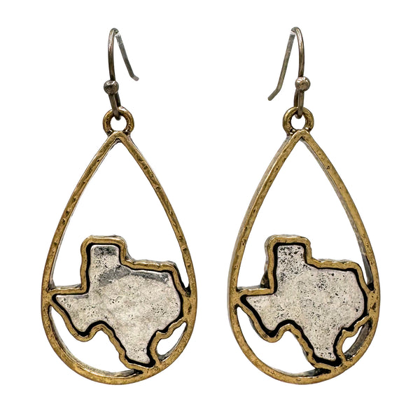 Texas Teardrop Metal Earrings