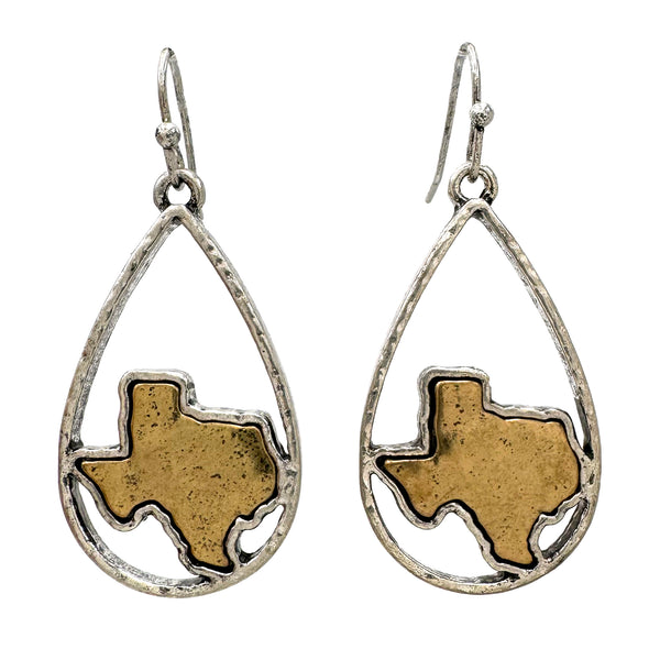 Texas Teardrop Metal Earrings