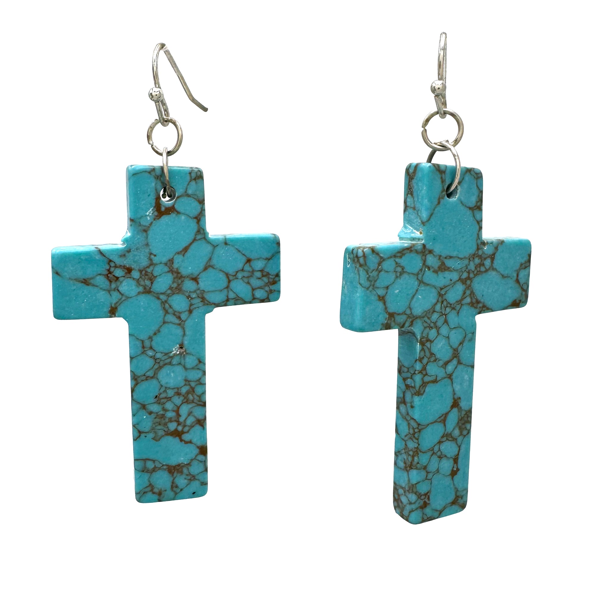 Large Turquoise Cross Earrings