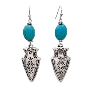 Native Arrowhead Earrings with Turquoise Stone