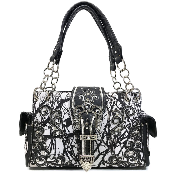 Rhinestone Buckle Branch Camouflage Women's Handbag Purse