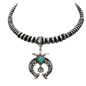 Squash Blossom AB Rhinestone Navajo Bead Choker