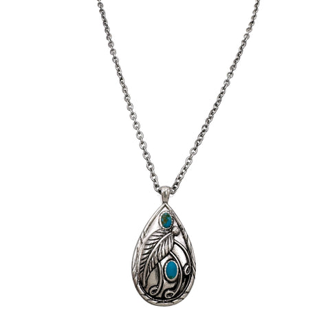 Filigree Leaf Teardrop Pendant Necklace