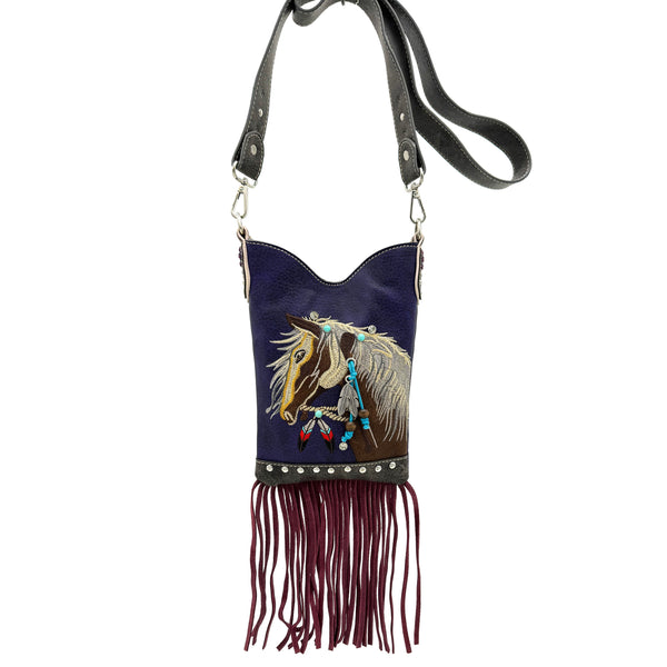 Women's Embroidered Horse Crossbody Western Messenger Pouch