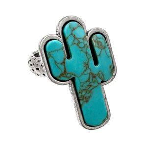 Cactus Shape Turquoise Stretch Ring