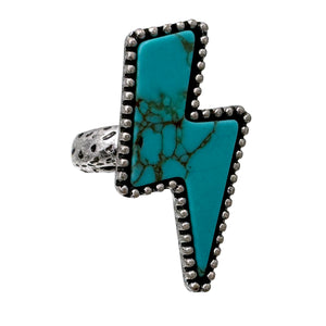 Lightning Bolt Shape Turquoise Stretch Ring