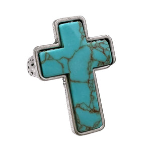 Cross Shape Turquoise Stretch Ring