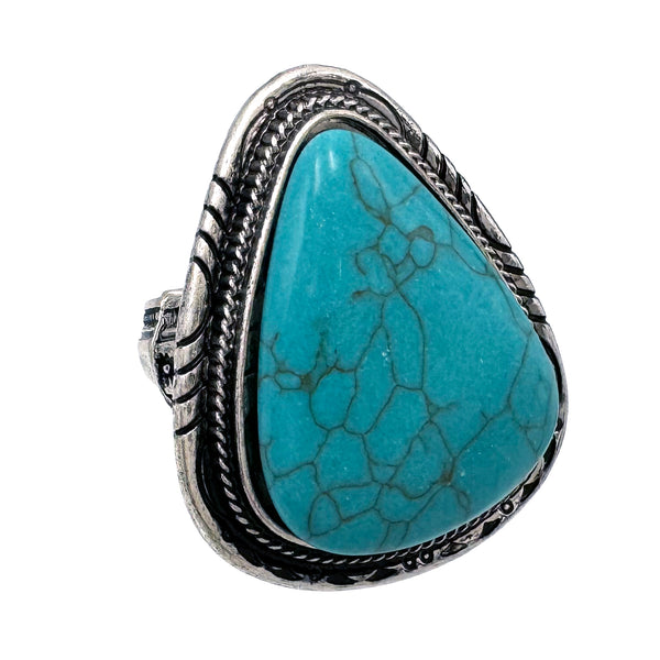 Trillion Shape Turquoise Large Stretch Ring