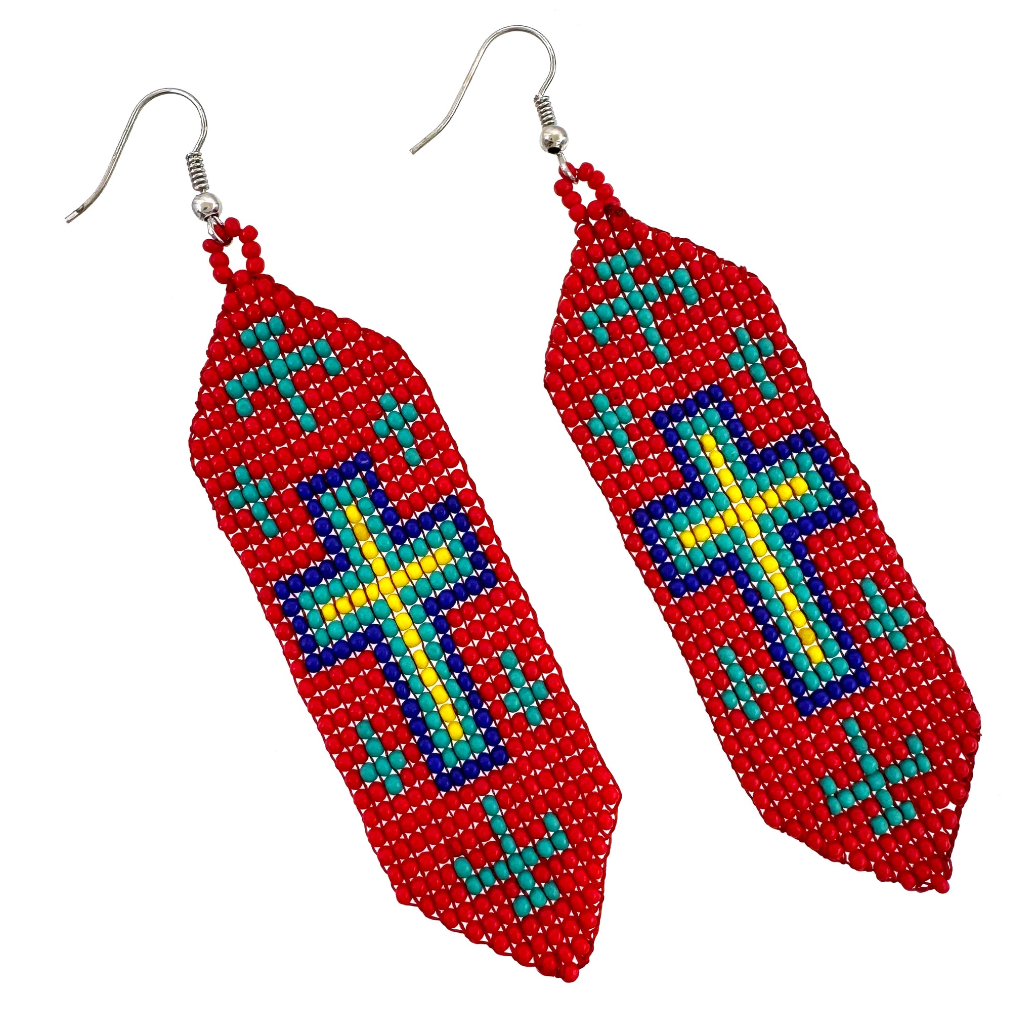 Cross Pattern Seed Bead Banner Earrings