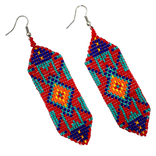 Navajo Tribal Pattern Seed Bead Banner Earrings