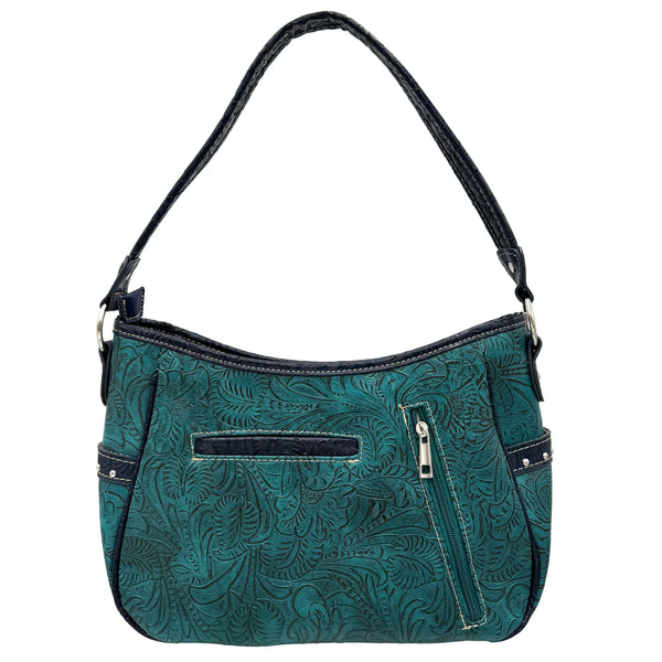 Bessie Turquoise Concho Feather Western Handbag Hobo Bag