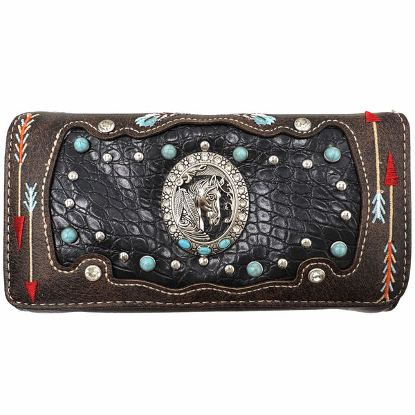 Native Embroidery Horse Crossbody Wallet