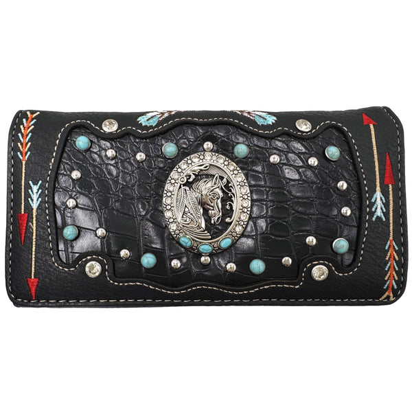 Native Embroidery Horse Crossbody Wallet