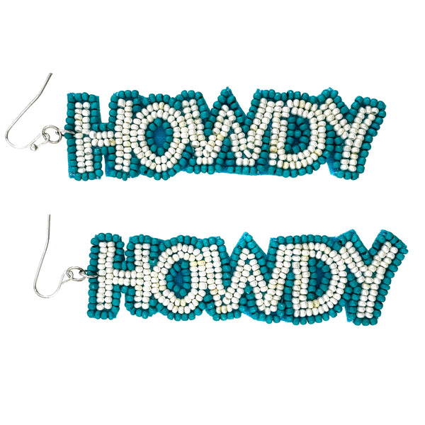 Howdy Howdy Seed Bead Post Dangle Earrings