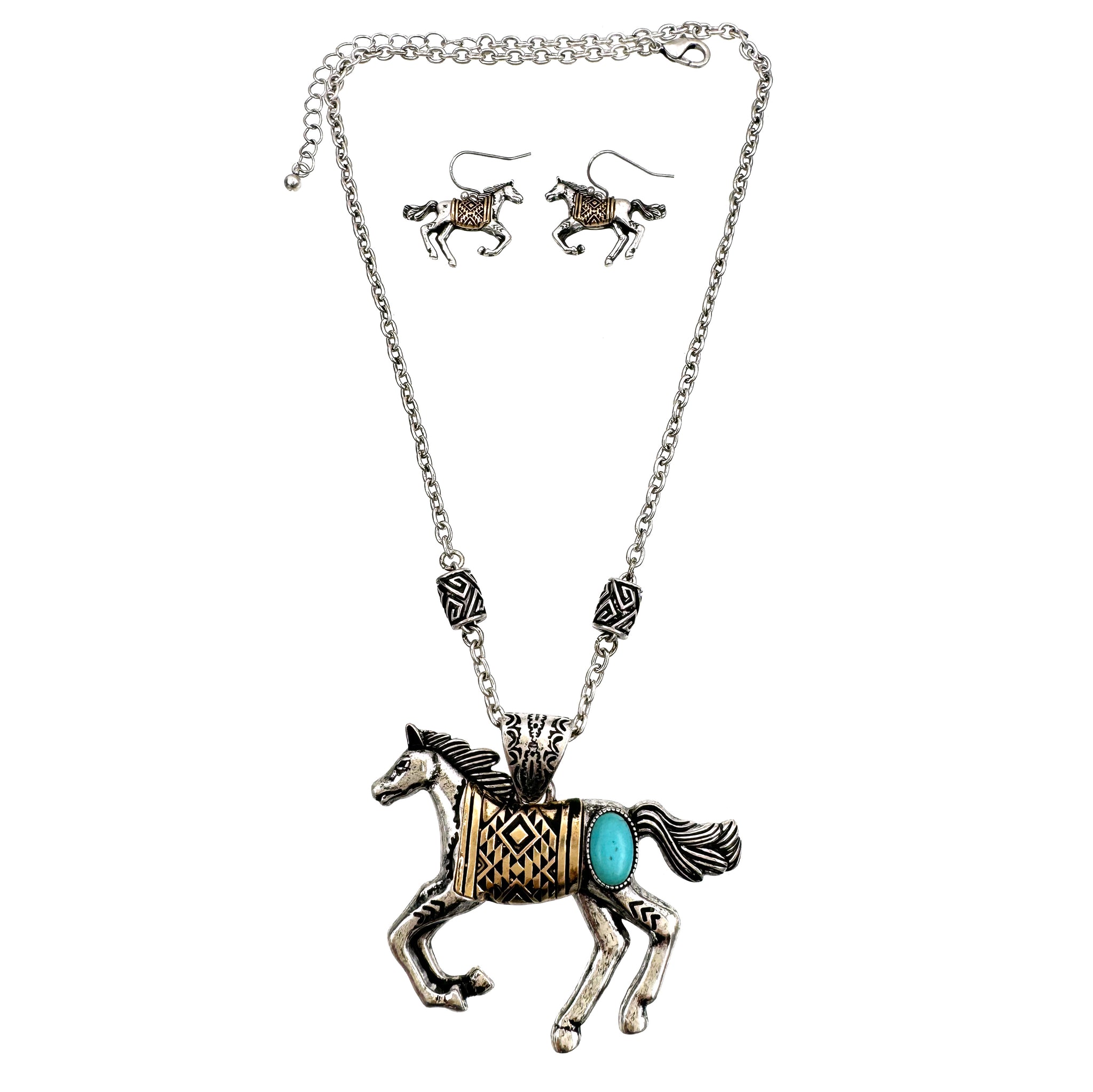 Aztec Horse Gold Native Necklace Set