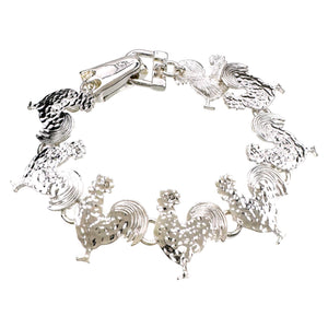 Silver Metal Rooster Bracelet