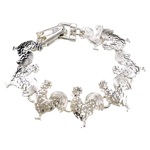 Silver Metal Rooster Bracelet