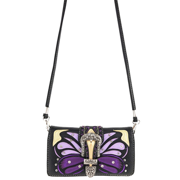 Butterfly Art Buckle Crossbody Wallet