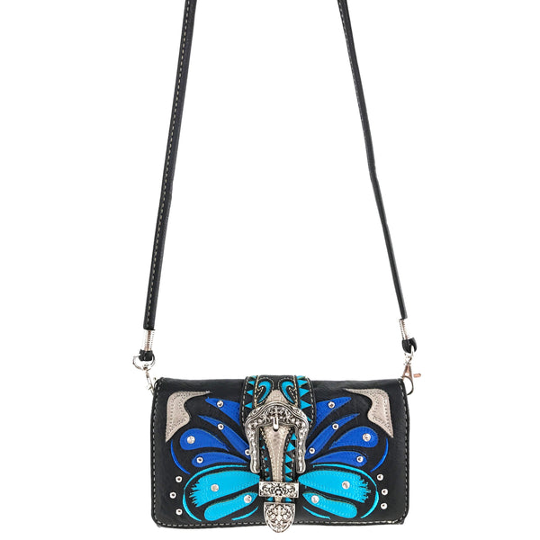 Butterfly Art Buckle Crossbody Wallet