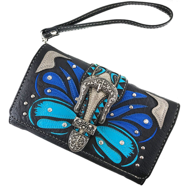 Butterfly Art Buckle Crossbody Wallet