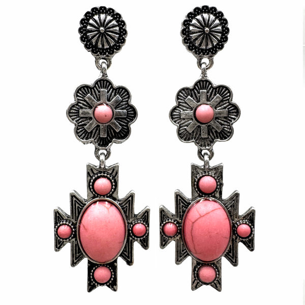 Ganado Concho Turquoise Rhinestone Earrings