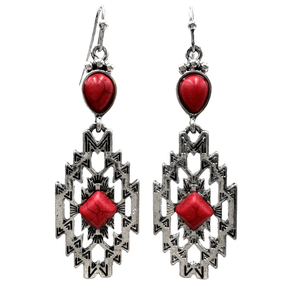 Navajo Ganado Stone Drop Earrings