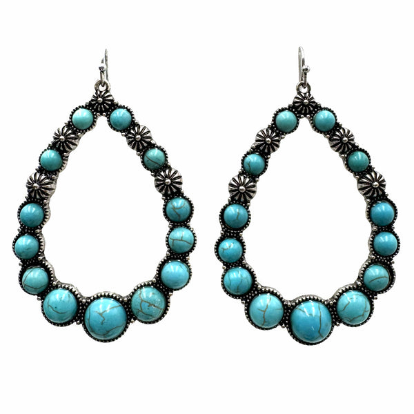 Turquoise Cabochon Teardrop Earrings