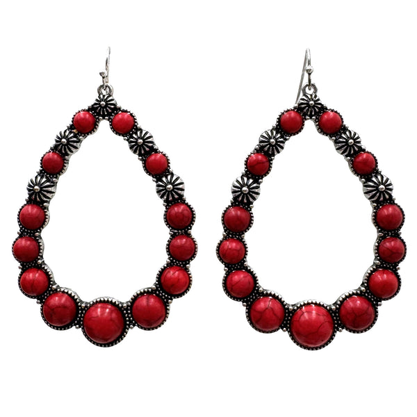 Turquoise Cabochon Teardrop Earrings