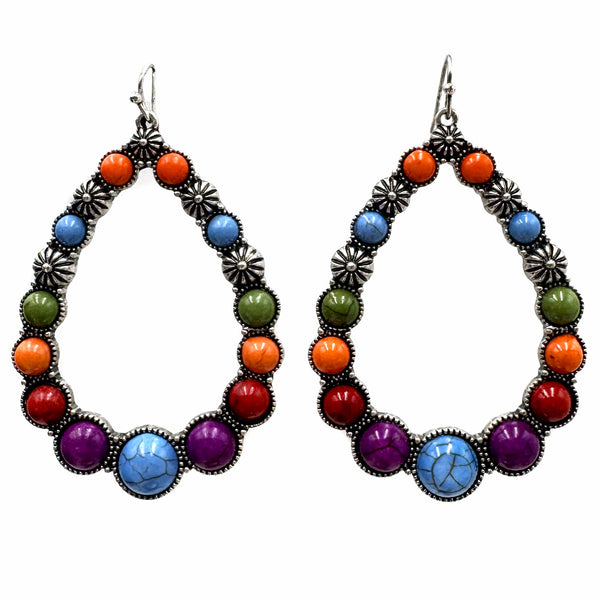 Turquoise Cabochon Teardrop Earrings