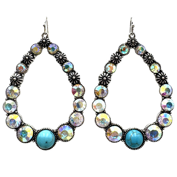 Turquoise Cabochon Teardrop Earrings