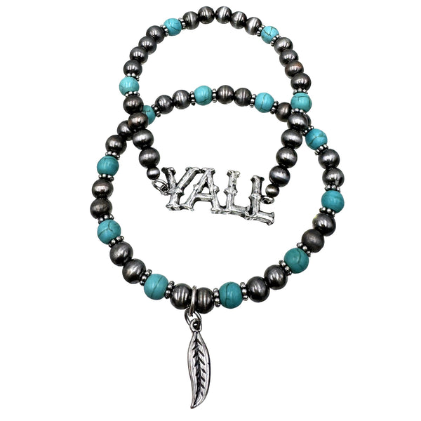 YALL Two Piece Assorted Bead Bracelet