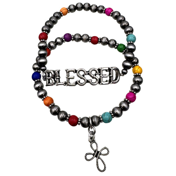 BLESSED Two Piece Assorted Bead Bracelet