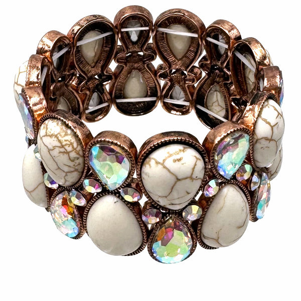 Teardrop Cabochon and Crystal Stretch Bracelet