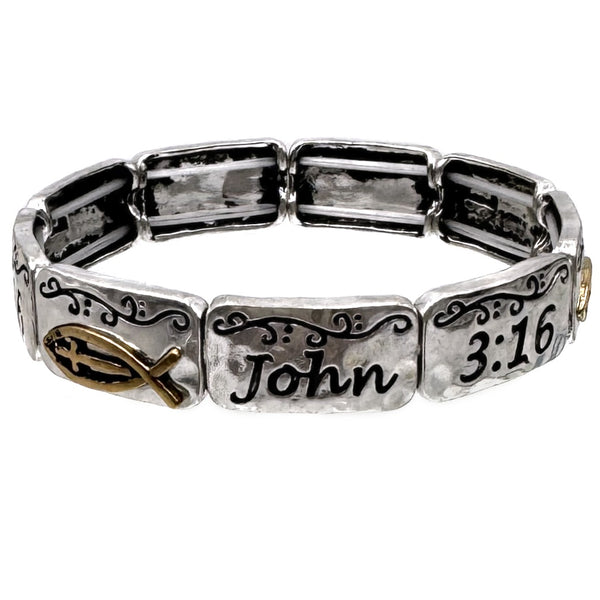 John 3:16 Bible Verse Prayer Square Stretch Bracelet