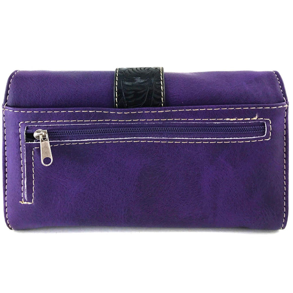Classic Western Buckle Crossbody Trifold Wallet