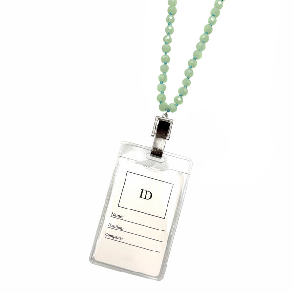 Crystal Facet Beads ID Card Badge Holder