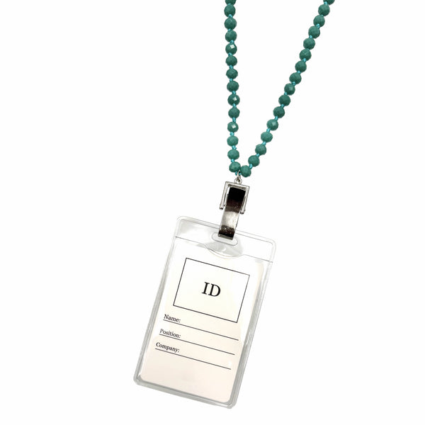 Crystal Facet Beads ID Card Badge Holder