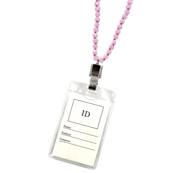 Crystal Facet Beads ID Card Badge Holder
