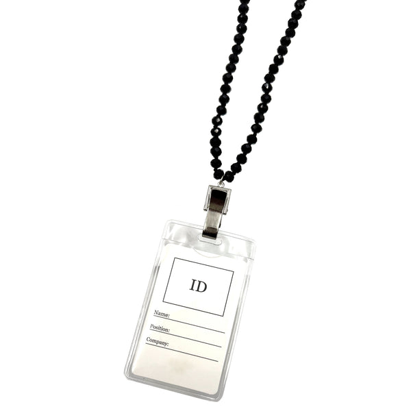 Crystal Facet Beads ID Card Badge Holder
