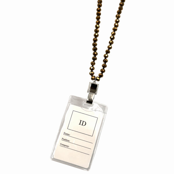 Crystal Facet Beads ID Card Badge Holder