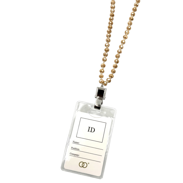 Crystal Facet Beads ID Card Badge Holder