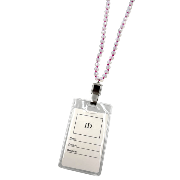 Crystal Facet Beads ID Card Badge Holder
