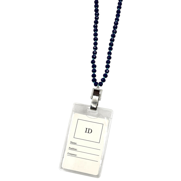 Crystal Facet Beads ID Card Badge Holder