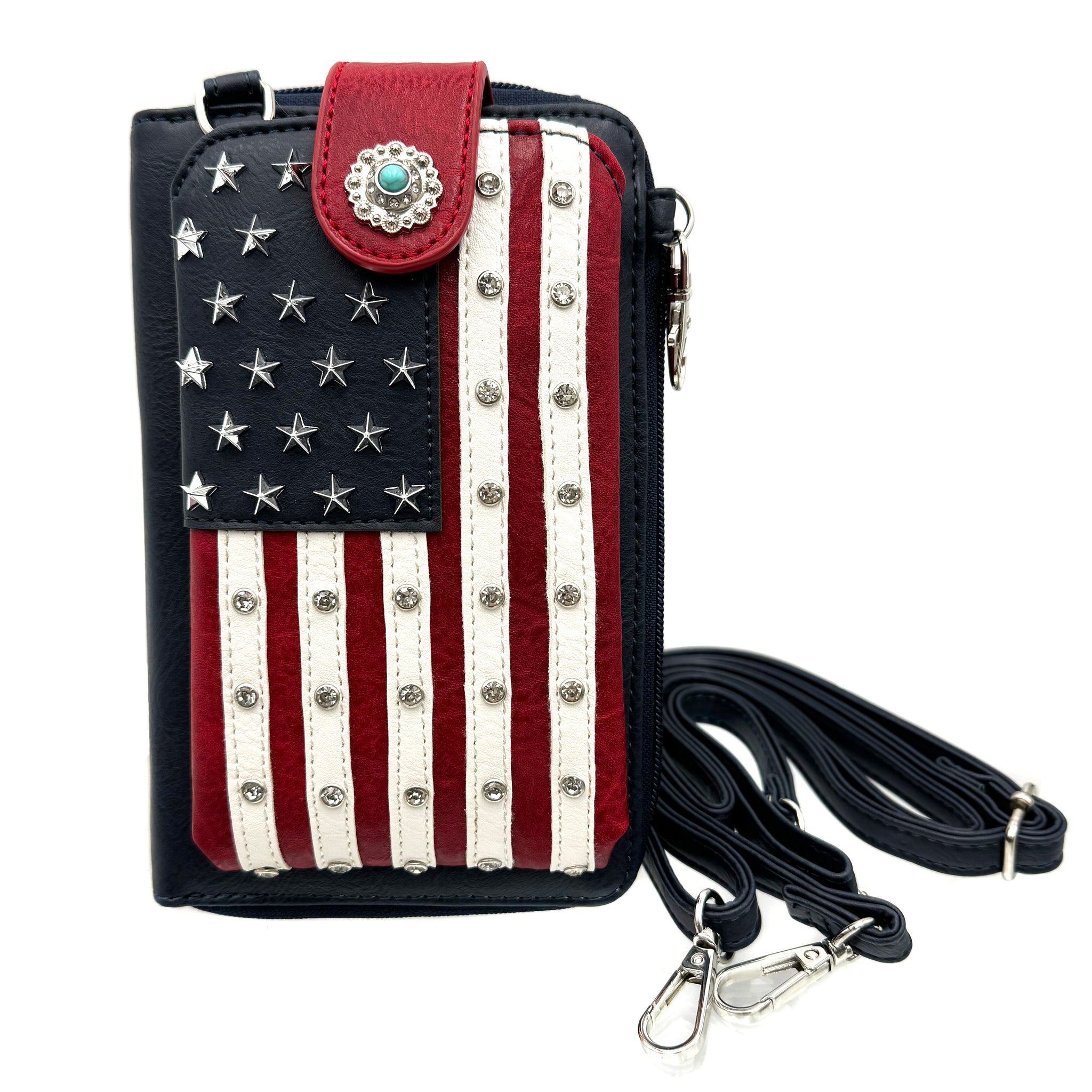 Red White and Blue US Flag Phone Wallet