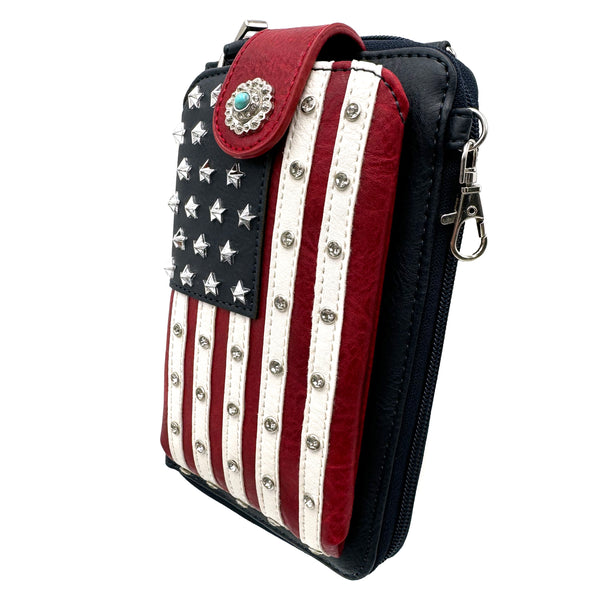 Red White and Blue US Flag Phone Wallet