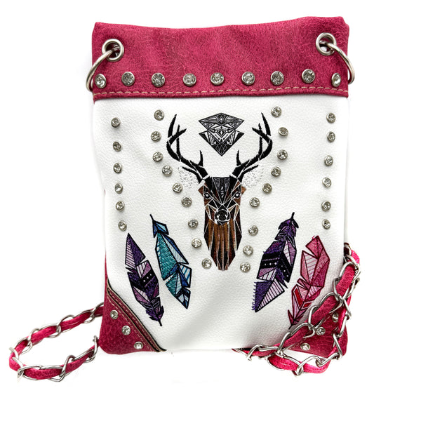 Embroidered Deer Small Crossbody Bag