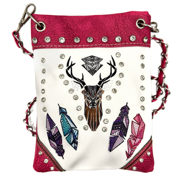 Embroidered Deer Small Crossbody Bag