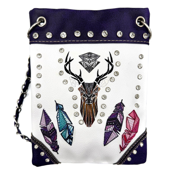 Embroidered Deer Small Crossbody Bag